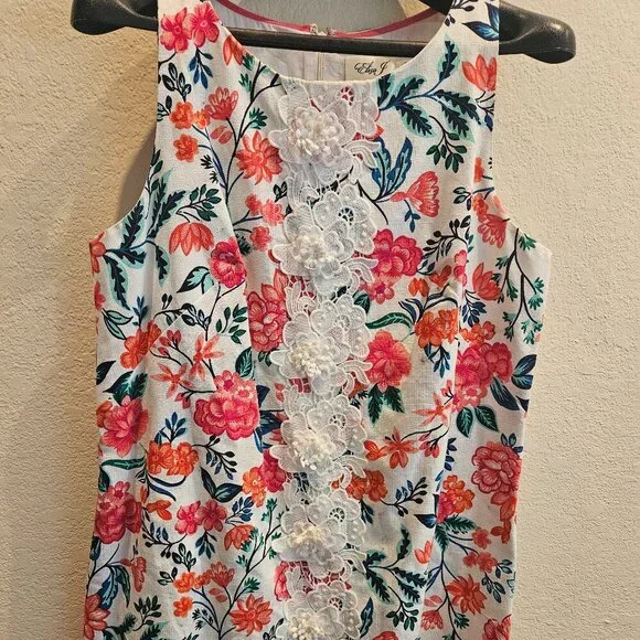 ELIZA J Floral Dress Wedding Summer Colorful SLEEVELESS SHEATH 14 embroidery - Picture 7 of 7